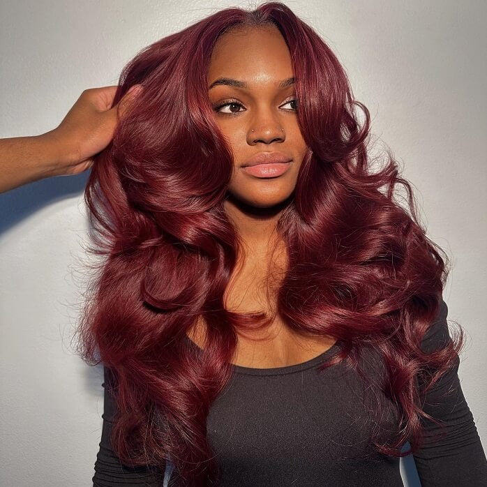 Single Donor Raw Vietnamese
Pre-cut Glueless Lace 5x5 Closure Wigs With Curtain Bangs Human Layered Hair Wigs