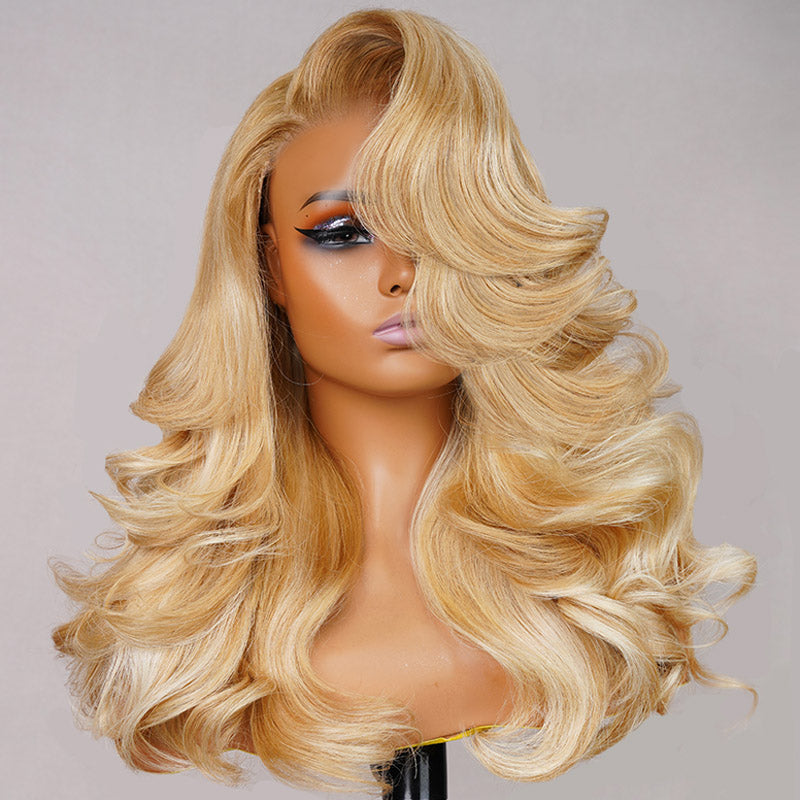 #P27/613 Blonde Highlight 6x5 Wear Go Glueless Wigs 13x4 Body Wave Honey Blonde Wig With Blonde Highlights