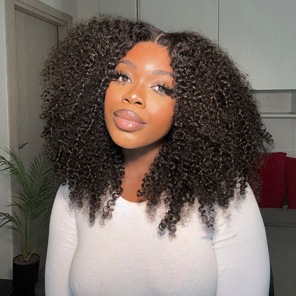 Luxe Tight Curly Wig Bomb Style Transparent Lace Frontal Wig Pre Bleached Tiny Knots Preplucked With Baby Hair