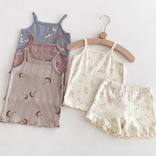 Girls' Camisole Shorts Two-piece Set Breathable Home Clothing