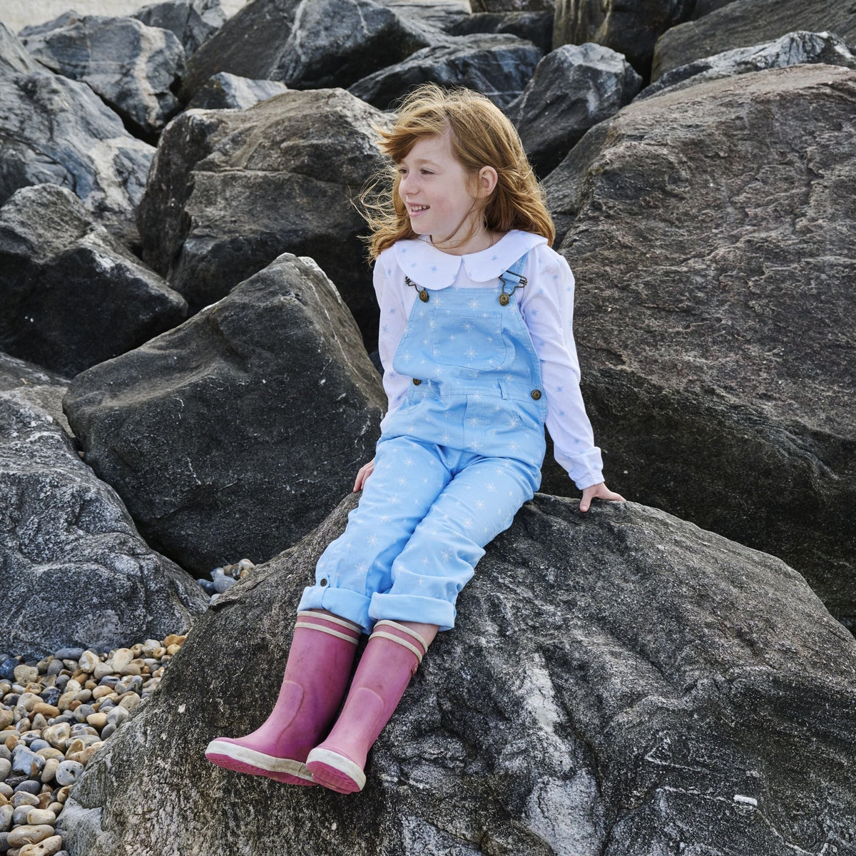 Ice Blue Snowflake Dungarees