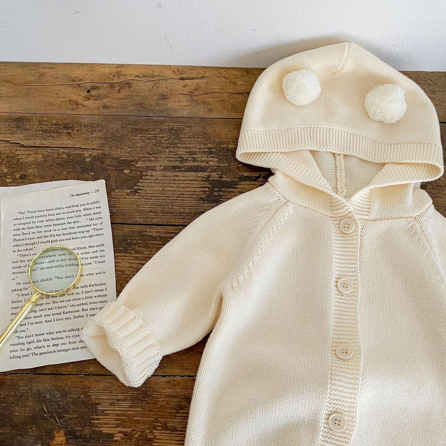 Baby Knitted Wool Ball Spring Newborn Solid Color Jumpsuit