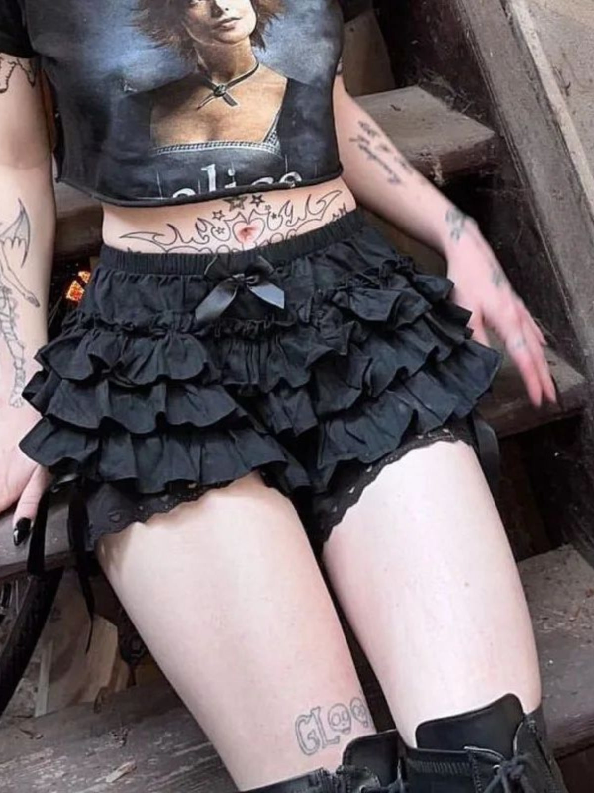 Falda abullonada de calabaza con personalidad callejera para mujer