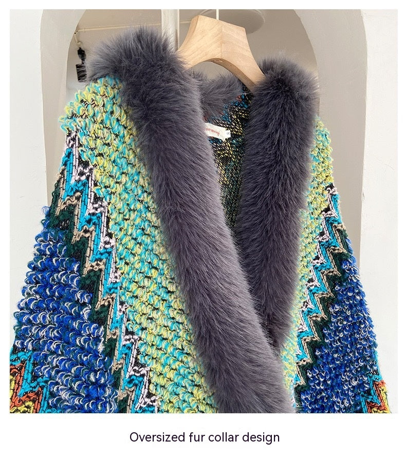 High Environmental Protection Fox Shawl Advanced Socialite Style Thickened Cape