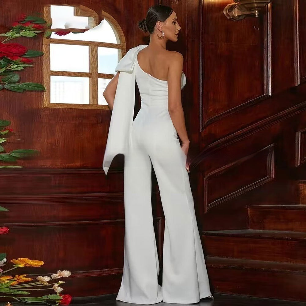 Gerader, lässiger Jumpsuit mit hoher Taille für Damen