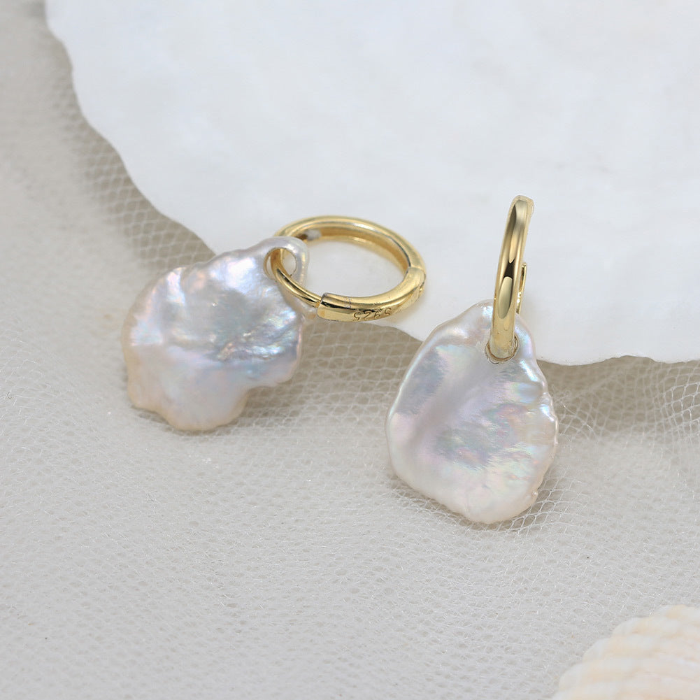 Natürliche Perle Neue 925 Sterling Silber Ohrringe Barock Stil