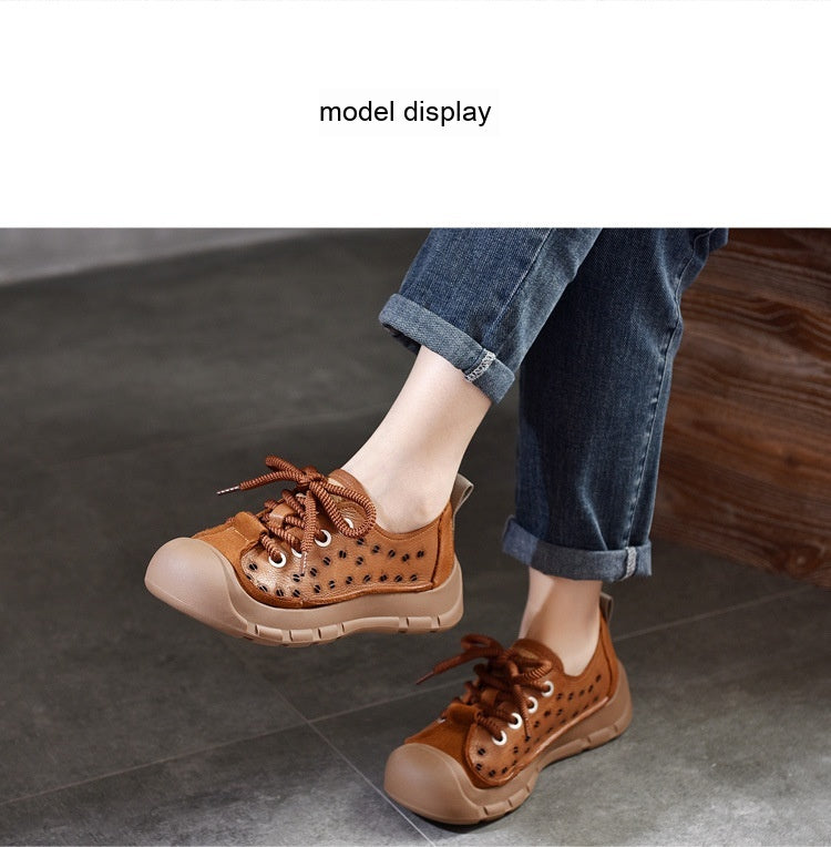 Flat Heel Retro Spring And Summer New Lace Up Casual Women's Shoes
