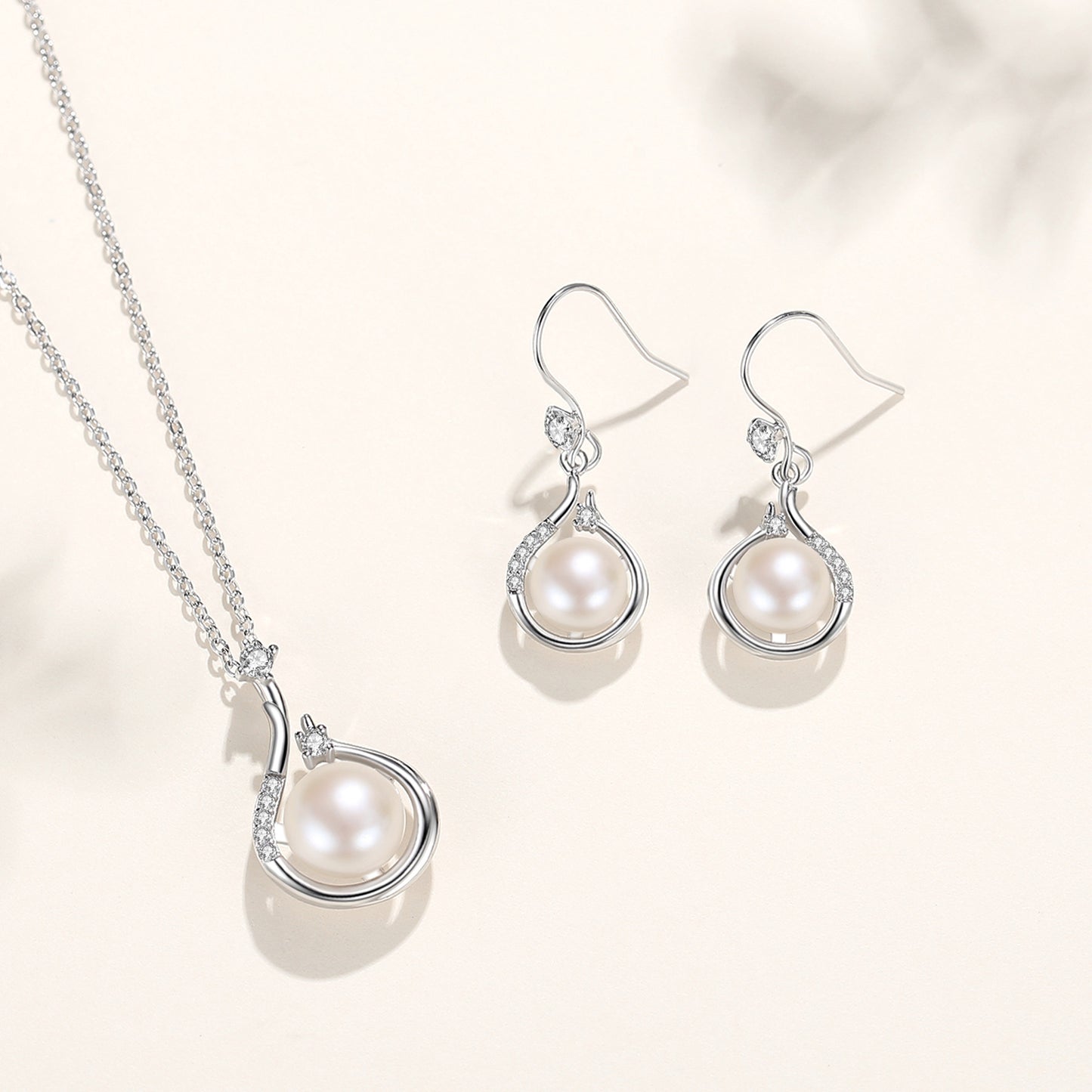 Süßwasserperlenkette Sterling Silber Vintage Volldiamant Schlüsselbeinkette