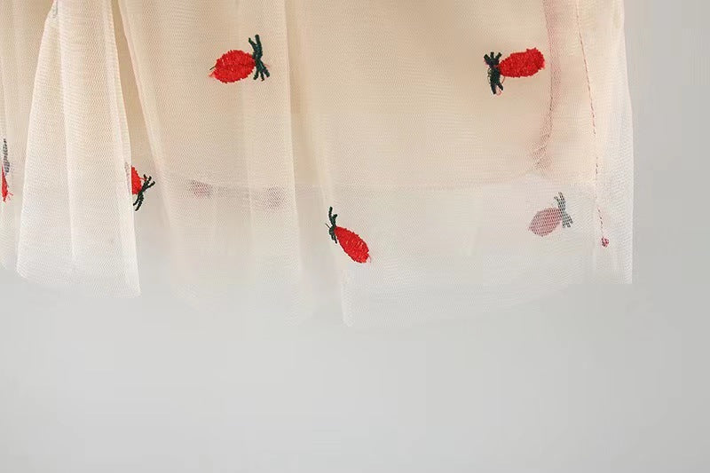 Solid Color Pineapple Mesh Stitching Dress