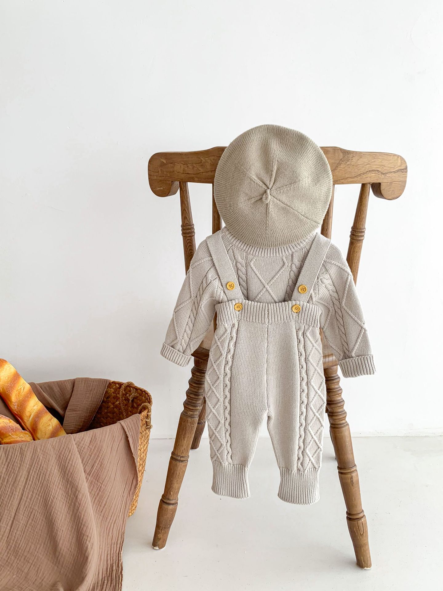 Baby Autumn And Winter Twist Knitted Sweater Jumpsuit