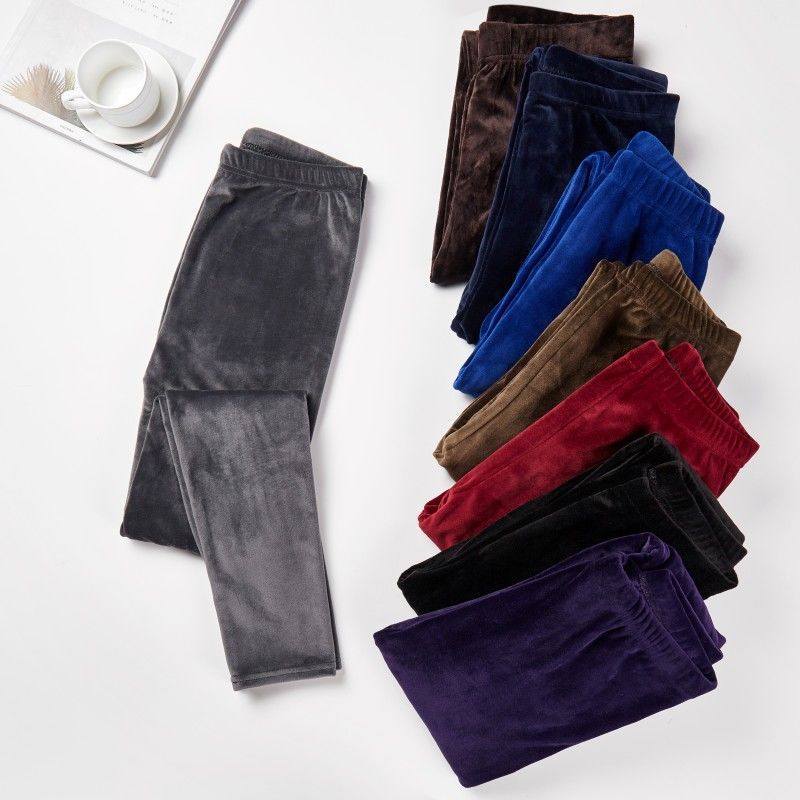 Double-faced Velvet High Stretch Leggings Women's Gold Velvet Slim High Waist