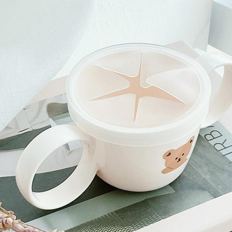 Ins Binaural Baby Food Supplement Bowl With Lid Straw Can Be Microwaved