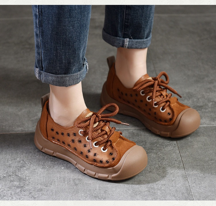Flat Heel Retro Spring And Summer New Lace Up Casual Women's Shoes