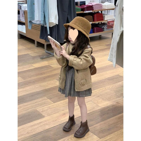 Autumn Children's Flower Knitted Sweater Cardigan