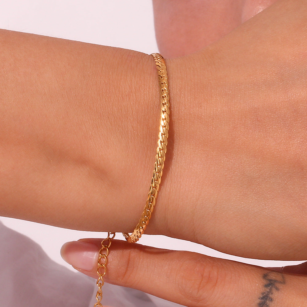 Edelstahl vergoldet 18K Gold Schlichter All-Match-Schmuck