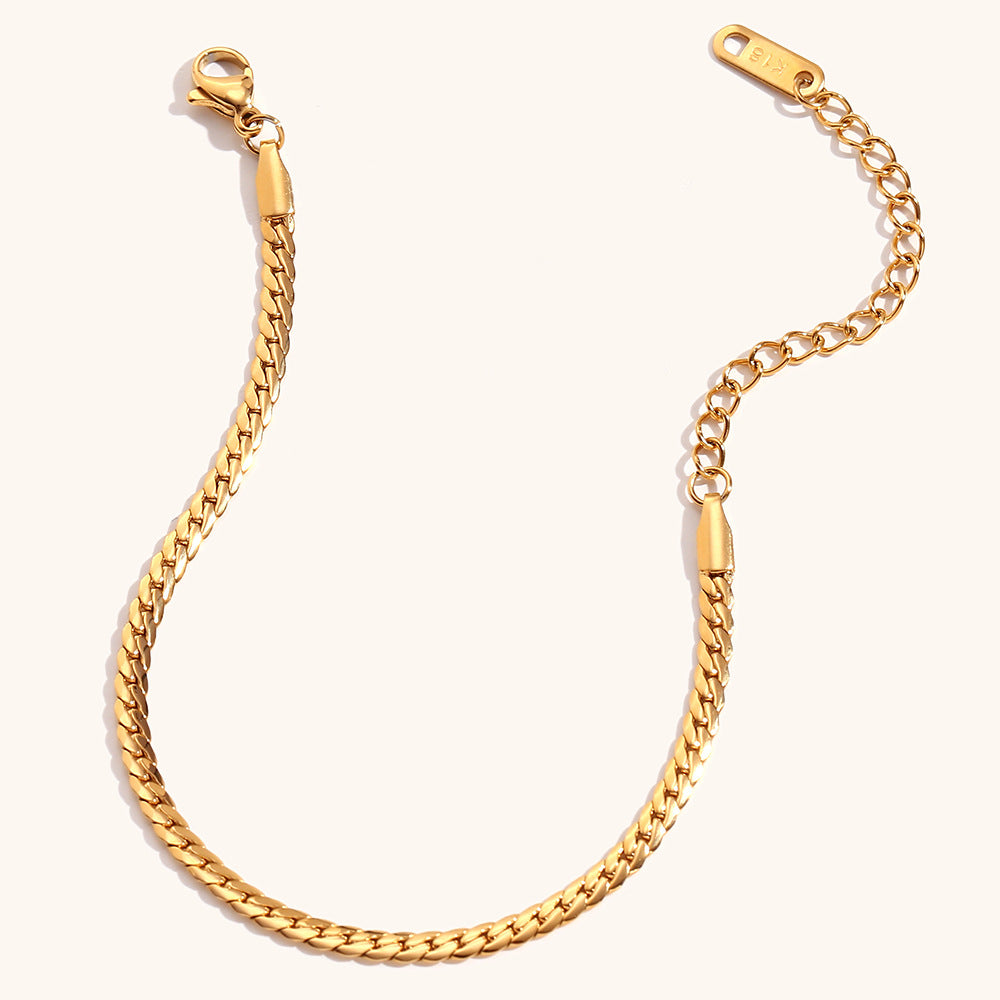 Edelstahl vergoldet 18K Gold Schlichter All-Match-Schmuck