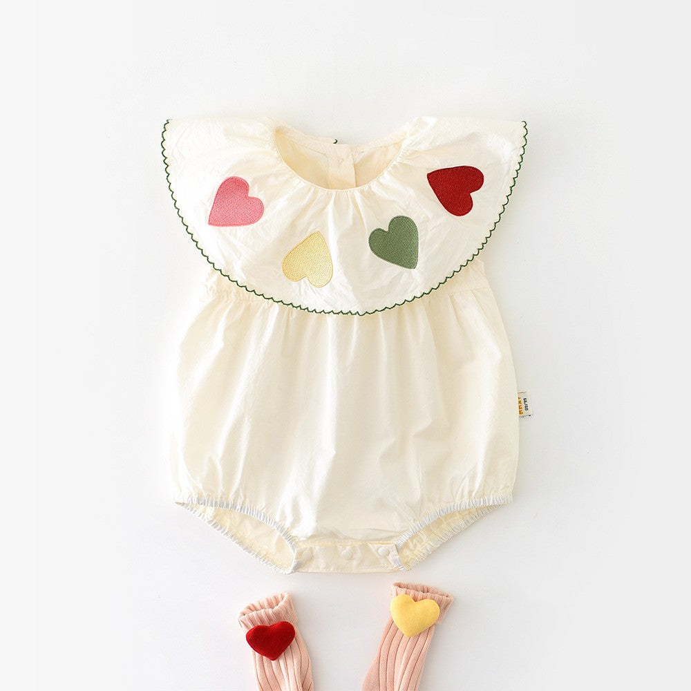 Girls' Sweet Loving Heart Lace One-piece Onesie