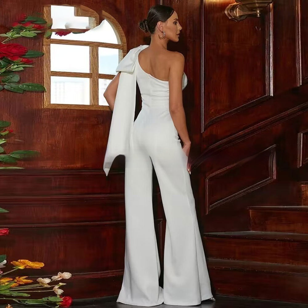 Gerader, lässiger Jumpsuit mit hoher Taille für Damen