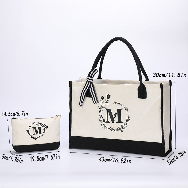 Canvas Bag Personalized First Printed Letter A