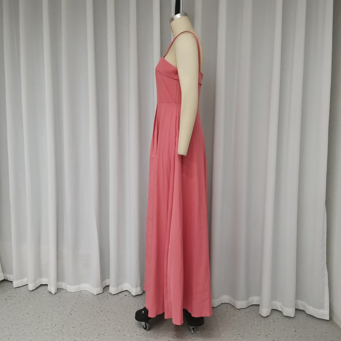 Sexy Shoulder Strap Slit Solid Color Dress