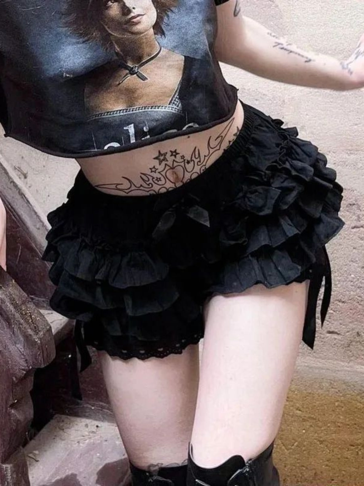 Falda abullonada de calabaza con personalidad callejera para mujer