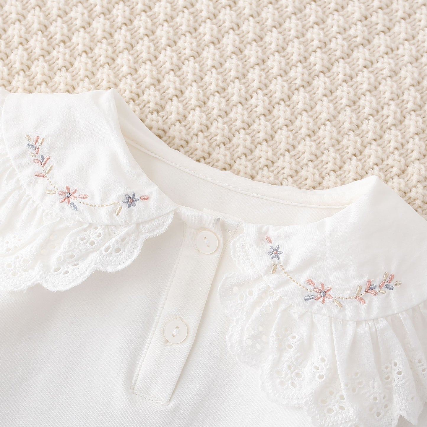 Baby Embroidered Lace Collar Bottoming Shirt White Shirt Versatile