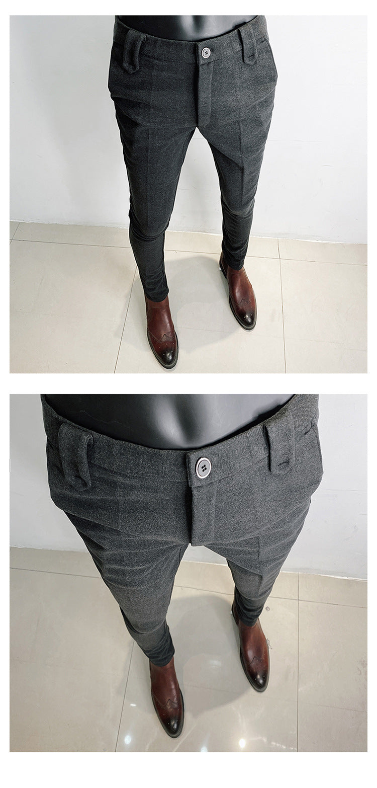 Youth Business Fashion Solid Color Simple Pencil Pants Suit Pants
