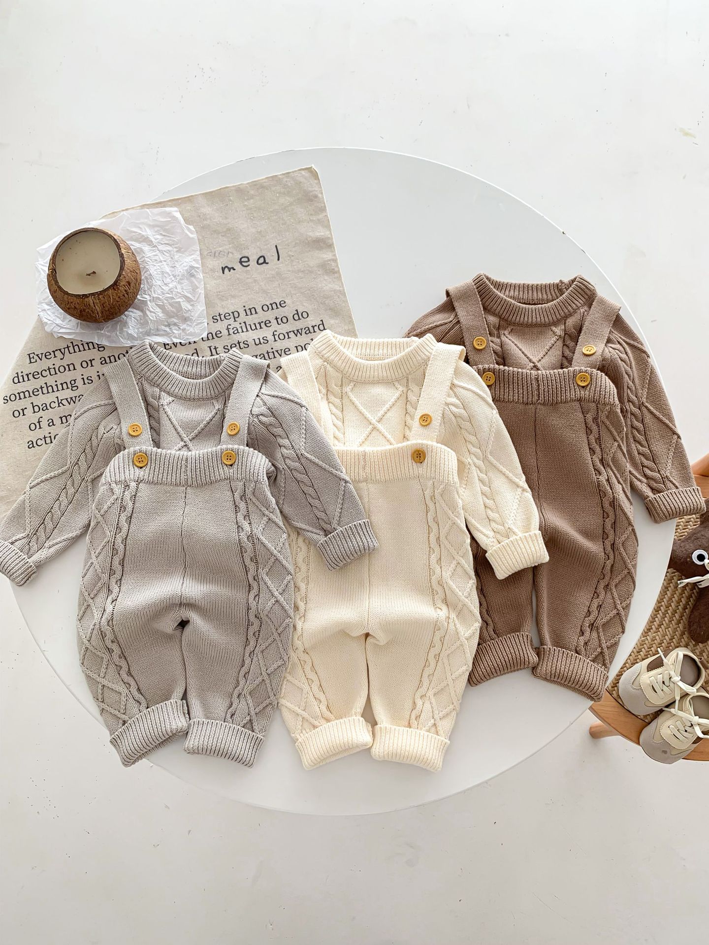 Baby Autumn And Winter Twist Knitted Sweater Jumpsuit