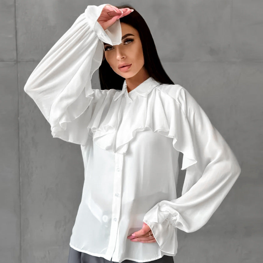 Minimalist Design Ruffled Women's Fashion Shirt