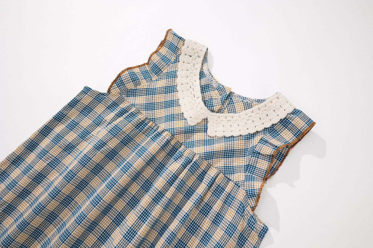 Baby Girl Lace Cotton Plaid Sleeveless Children's Skirt