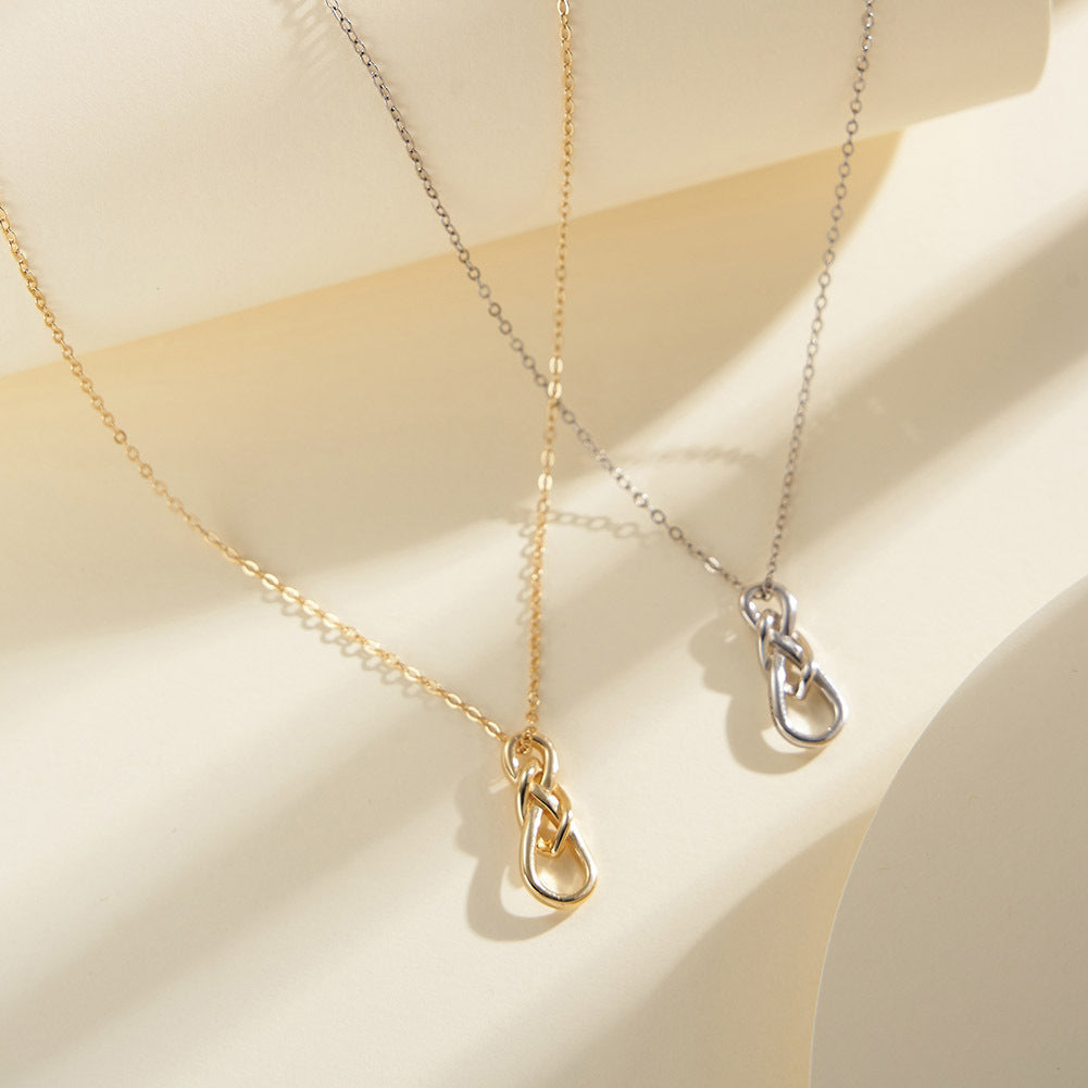 S925 Sterling Silber Unendlicher Charakter Keltischer Knoten Anhänger Halskette