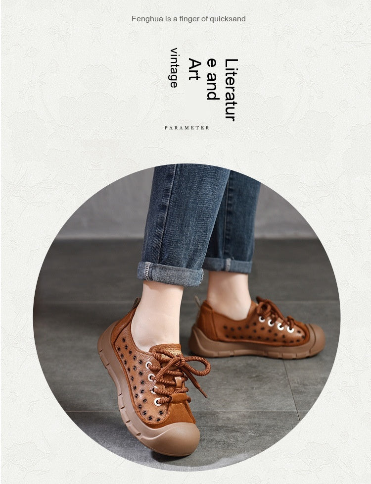 Flat Heel Retro Spring And Summer New Lace Up Casual Women's Shoes