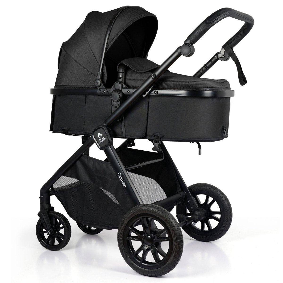 For Your Little One Cruise 3 In 1 Travel System With i-Size Car Seat - Eclipse Black (Free Cupholder / Seat Liner Included!)