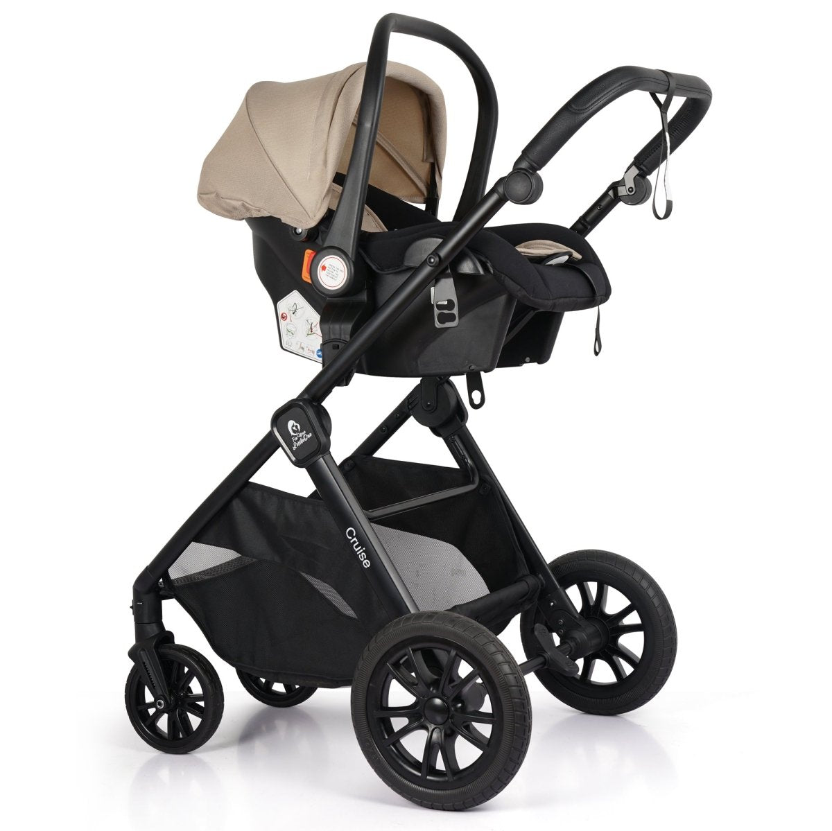 For Your Little One Cruise 3 In 1 Travel System With i-Size Car Seat - Dune Beige (Free Cupholder And Seat Liner Included!)