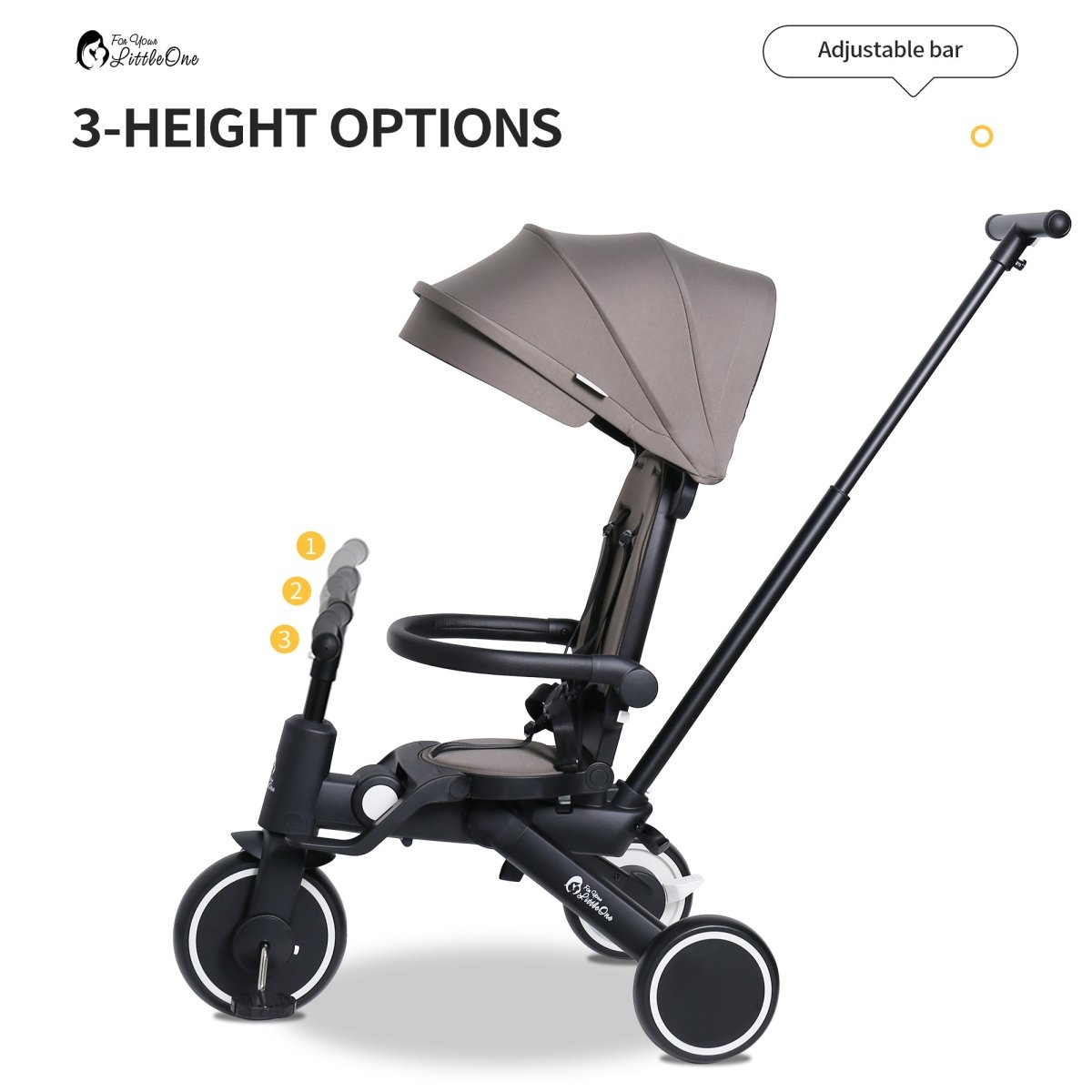 Foryourlittleone Xplor Plus 6 in 1 Foldable Trike - Jet Black (10m-5y)