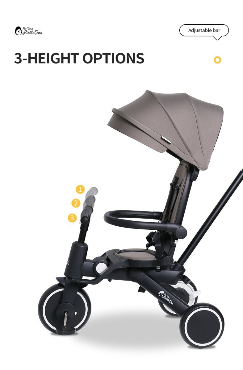 Foryourlittleone Xplor Plus 6 in 1 Foldable Trike - Jet Black (10m-5y)