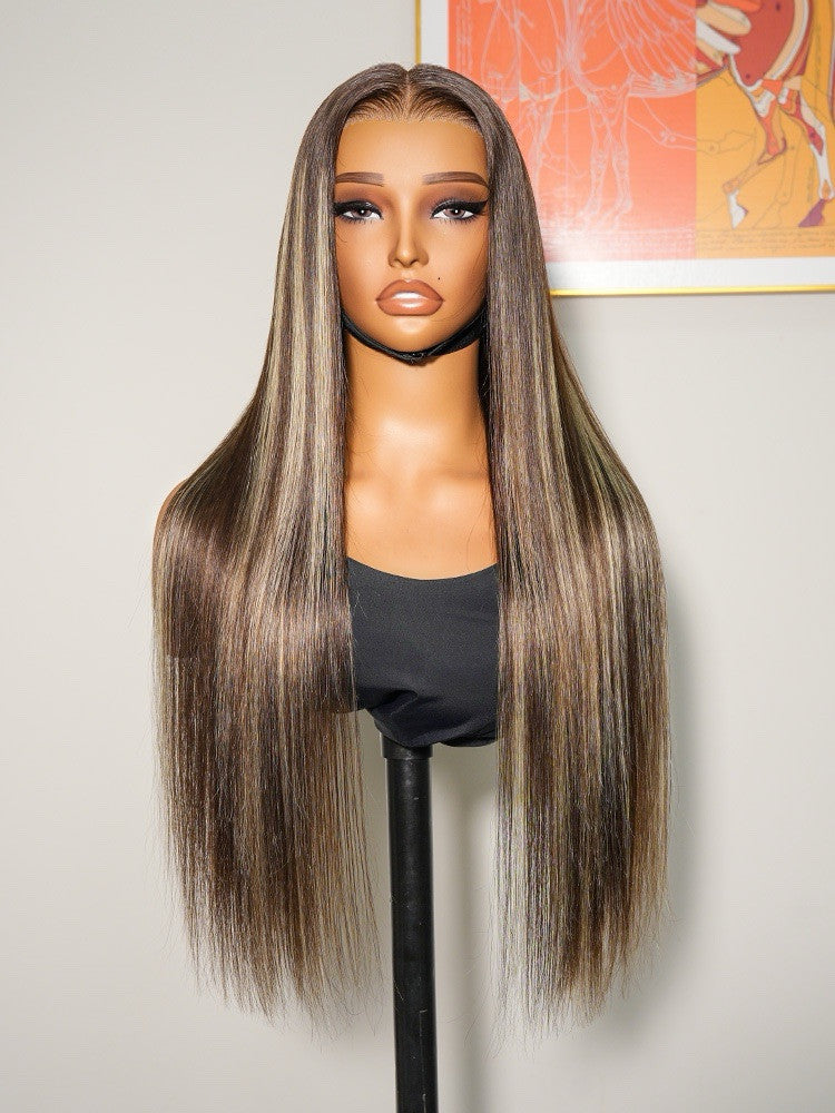 Vietnamese Human Hair Glueless Lace Front Highlight Customised Colour 250% Density Wig