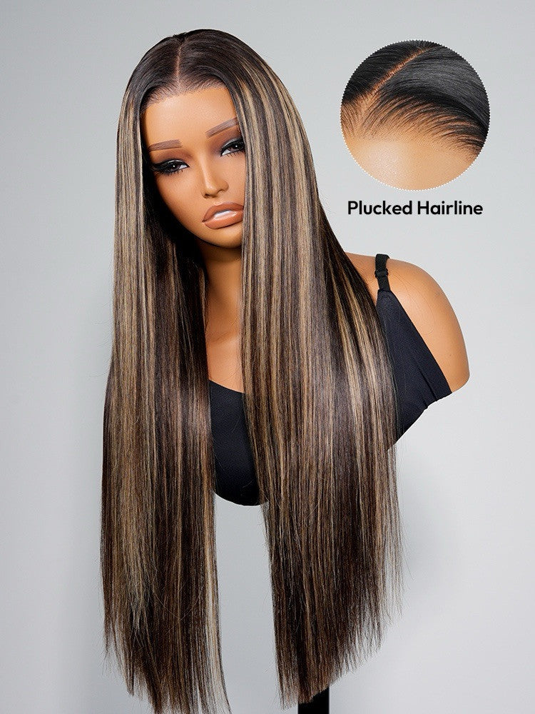 Vietnamese Human Hair Glueless Lace Front Highlight Balayage Piano 250% Density Wig
