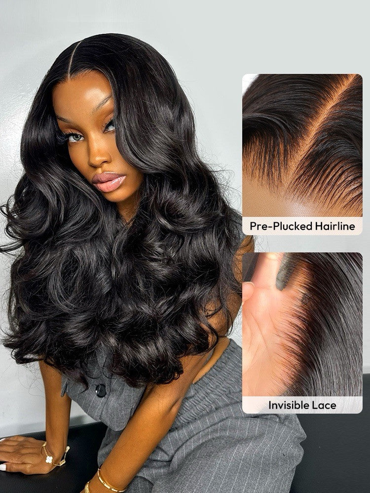 Human Hair Glueless Ready To Wear Layered Cut 250% Density Wavy Wig