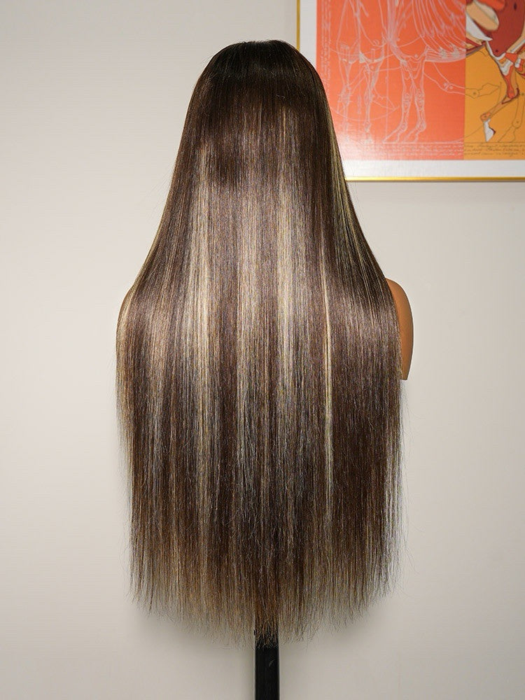 Vietnamese Human Hair Glueless Lace Front Highlight Customised Colour 250% Density Wig