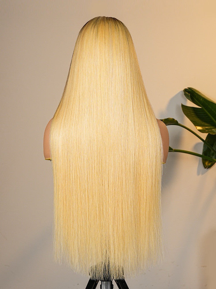 Vietnamese Human Hair Glueless Blonde Ombré Ready To Wear 250% Full Density Straight Wig