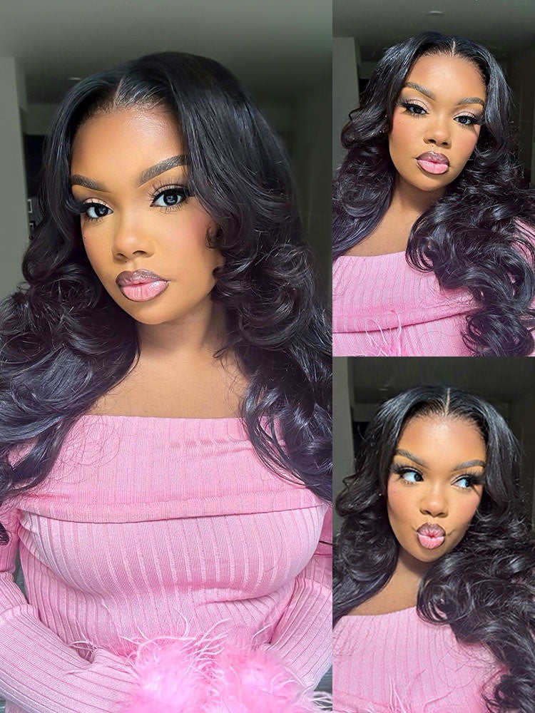 Human Hair Glueless Ready To Wear Layered Cut 250% Density Wavy Wig