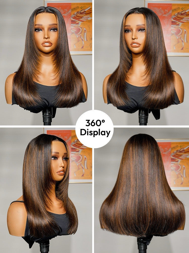 Vietnamese Human Hair Glueless Ready To Wear Layered Cut 250% Density Highlight Wig