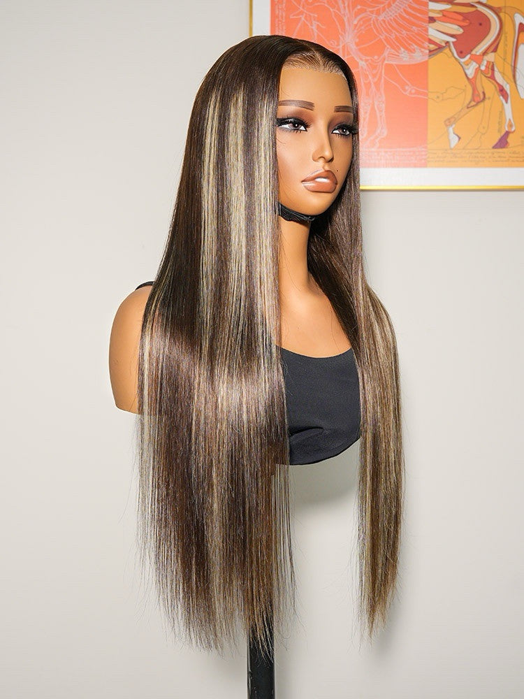Vietnamese Human Hair Glueless Lace Front Highlight Customised Colour 250% Density Wig