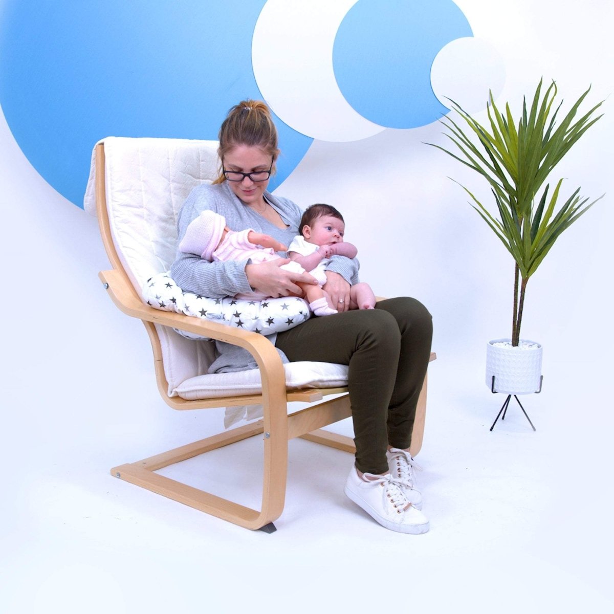 Twin Pregnancy Nursing Pillow - Silver Stars