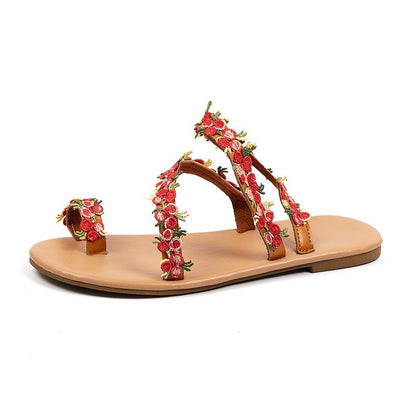 Zapatos de playa con flores y puntera de talla grande para mujer