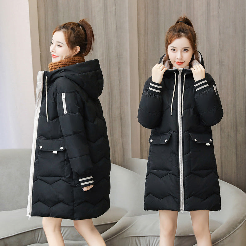 Casual Loose Mid-length Cotton Coat Women's Winter Outerwear Thickened Puffer Jacket Cotton Coat Cotton Clothing