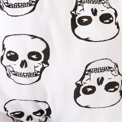 Boy's Halloween Short-sleeved Skull Jumpsuit Romper Printed Trousers Striped Hat 4-piece Suit