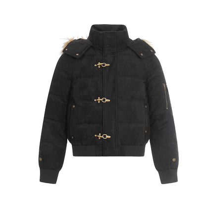 Warm fur collar cotton jacket with cotton jacket