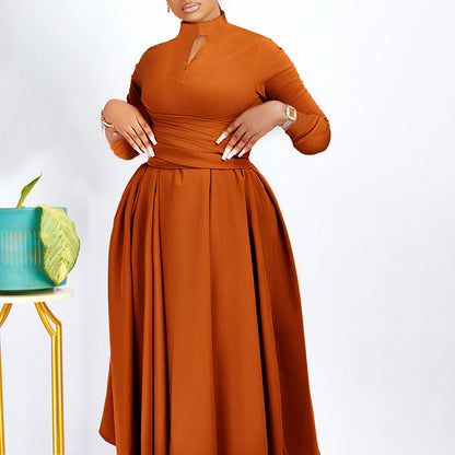 Ein elegantes plissiertes afrikanisches Übergrößen-Kleid mit großem Swingrock für den Außenhandel